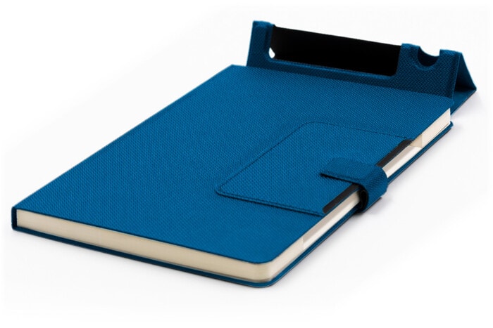 Notebook with Integrated Phone Stand & Pen Holder