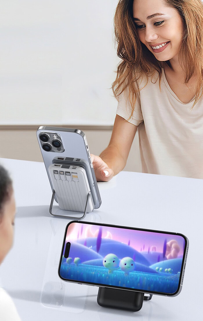MagSafe Wireless Power Bank – 10.000 mAh 15W with Foldable Phone Stand