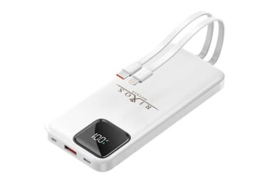 10.000 mAh Power Bank with Integrated Type-C & Lightning Cables